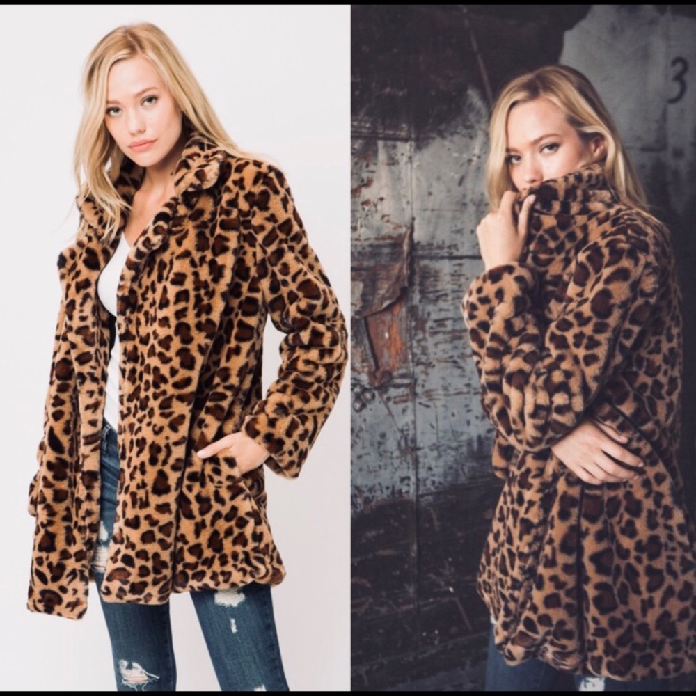 Faux Fur Leopard Print Jacket